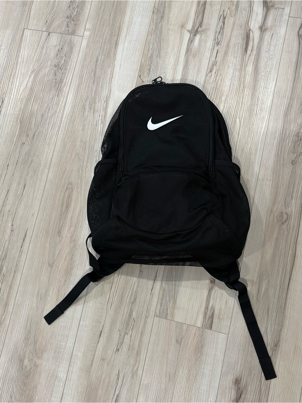 Nike Black Backpack with White Swoosh - Men's Mesh Daypack